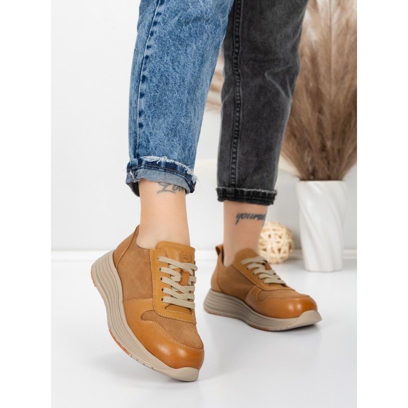 Pantofi Sport Dama din piele naturala 16-2 YELLOW | FRANCO GERARDO