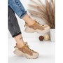 Pantofi Sport Dama din piele naturala 7110 KHAKI-CREAM | FRANCO GERARDO