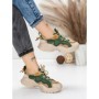 Pantofi Sport Dama din piele naturala 7110 GREEN-CREAM | FRANCO GERARDO