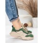 Pantofi Sport Dama din piele naturala 7109 GREEN-CREAM | FRANCO GERARDO