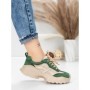 Pantofi Sport Dama din piele naturala 7109 GREEN-CREAM | FRANCO GERARDO