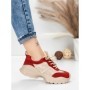 Pantofi Sport Dama din piele naturala 7109 RED-CREAM | FRANCO GERARDO