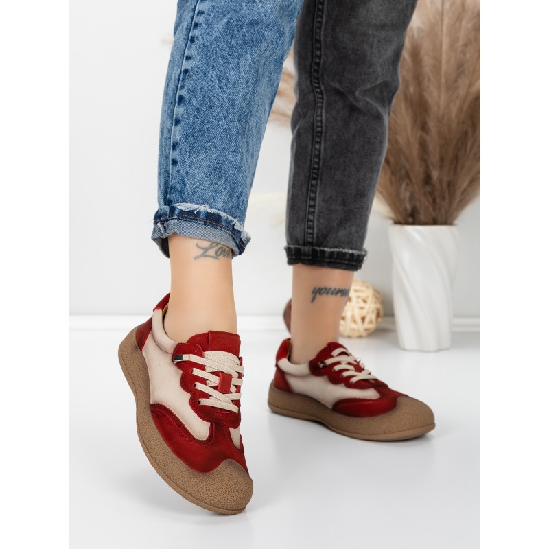Pantofi Sport Dama din piele naturala 65852 RED | FRANCO GERARDO