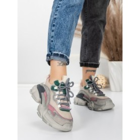 Pantofi Sport Dama din piele naturala Y5758-2 GREY-GREEN | FRANCO GERARDO