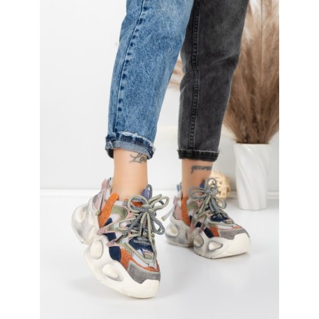 Pantofi Sport Dama din piele naturala HY8988-1 ORANGE-BLUE | FRANCO GERARDO