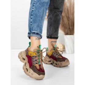 Pantofi Sport Dama din piele naturala HY6383 WINE-GREEN | FRANCO GERARDO