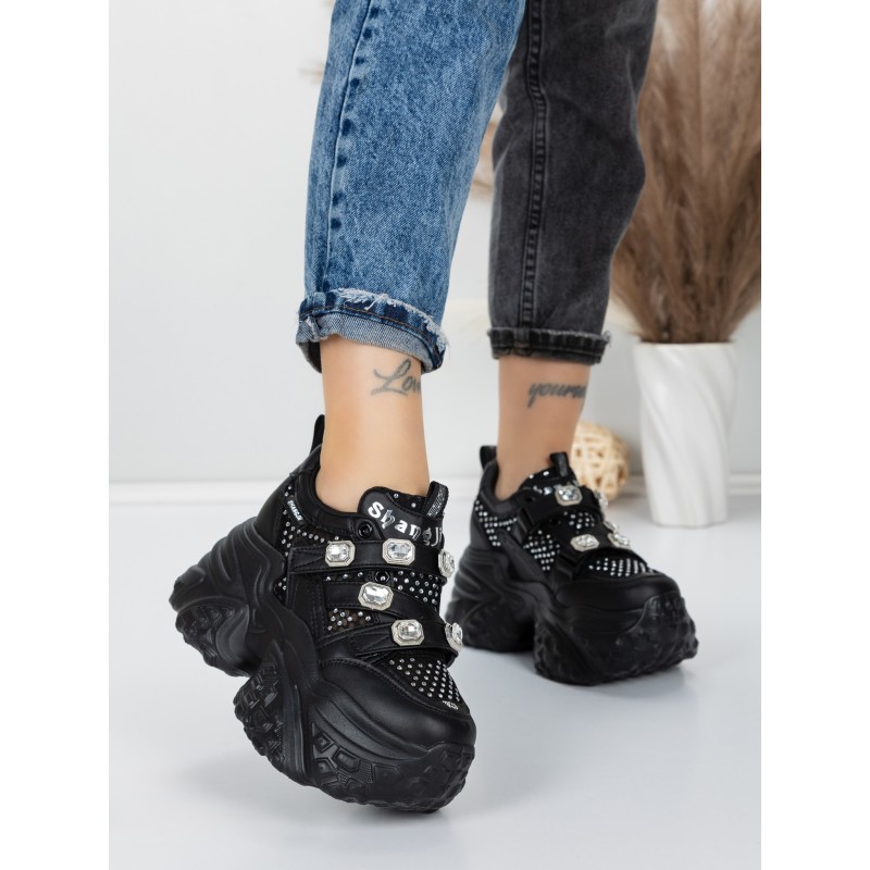 Pantofi Sport Dama cu Platforma 6166-86 BLACK | MEI