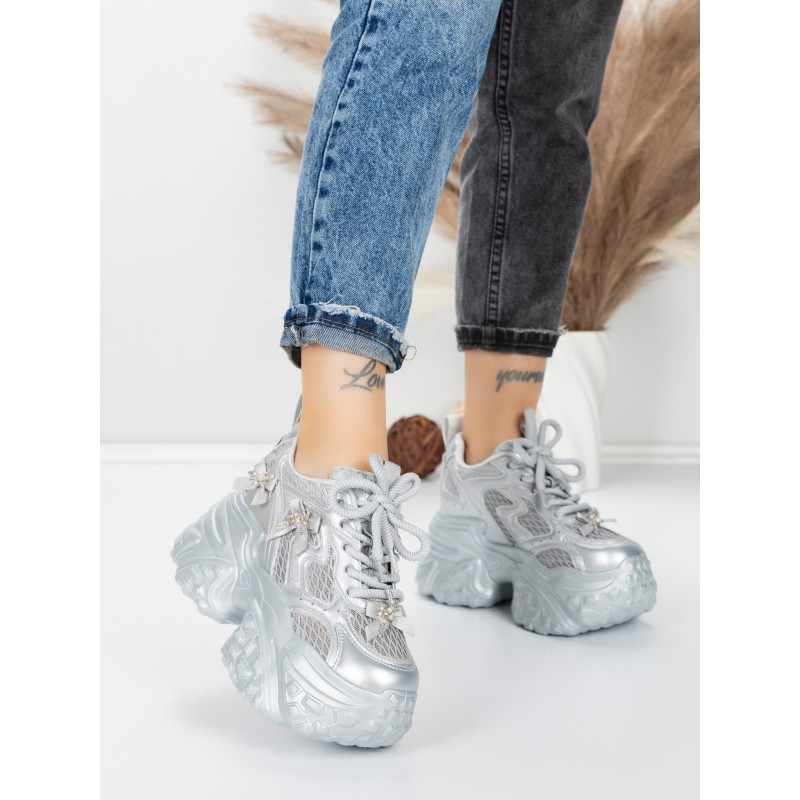 Pantofi Sport Dama cu Platforma 6166-95 SILVER | MEI