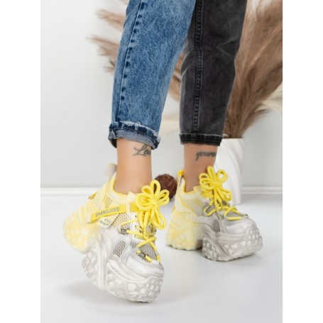 Pantofi Sport Dama cu Platforma 6166-113 YELLOW | MEI