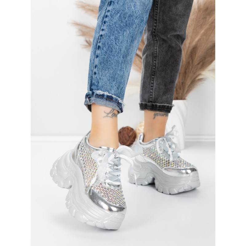 Pantofi Sport Dama cu Platforma 0897-36 SILVER | MEI