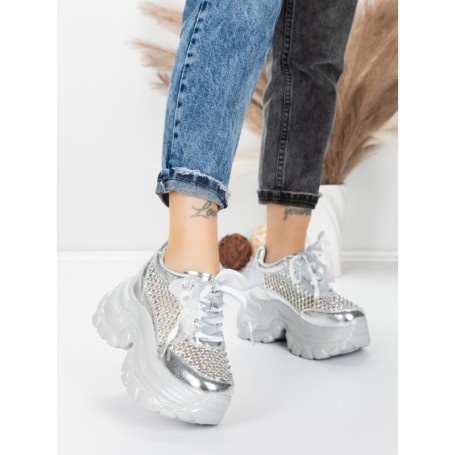 Pantofi Sport Dama cu Platforma 0897-36 SILVER | MEI