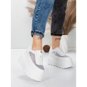 Pantofi Sport Dama cu Platforma 6208-35 WHITE | MEI