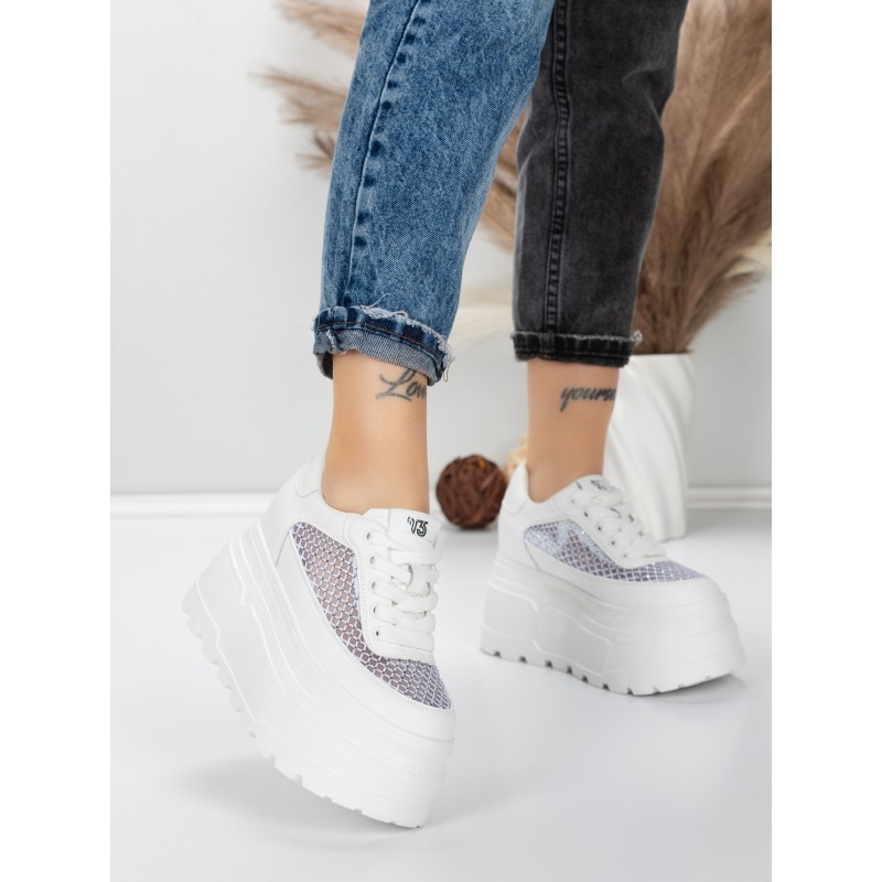 Pantofi Sport Dama cu Platforma 6208-35 WHITE | MEI