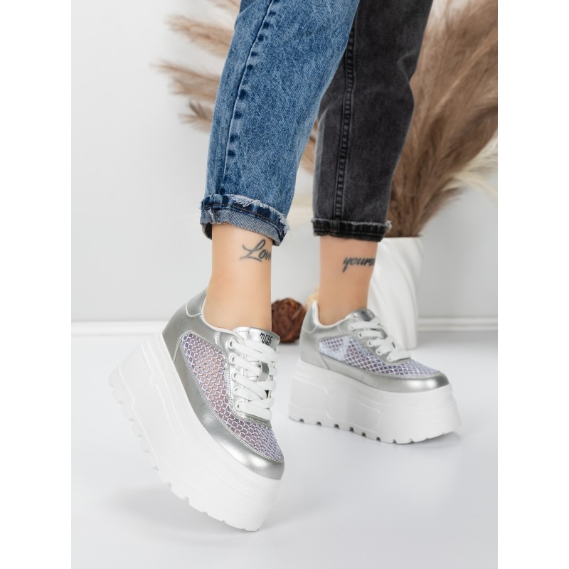 Pantofi Sport Dama cu Platforma 6208-35 SILVER | MEI