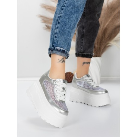 Pantofi Sport Dama cu Platforma 6208-35 SILVER | MEI