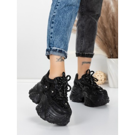Pantofi Sport Dama cu Platforma 6166-87 BLACK | MEI