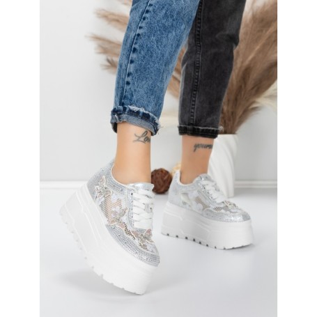 Pantofi Sport Dama cu Platforma 6208-36 SILVER | MEI