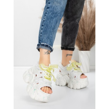 Sandale Dama cu Platforma 569-76 WHITE | MEI