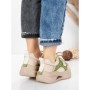Pantofi Sport Dama din piele naturala 2577 CREAM-LIGHT GREEN | FRANCO GERARDO