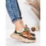 Pantofi Sport Dama din piele naturala HY5798 COFFEE-LIGHT GREEN | FRANCO GERARDO