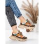 Pantofi Sport Dama din piele naturala HY5798 COFFEE-LIGHT GREEN | FRANCO GERARDO