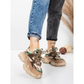 Pantofi Sport Dama din piele naturala HY5798 BROWN-GREEN | FRANCO GERARDO