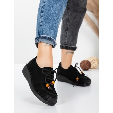 Pantofi Casual Dama din piele naturala 2553 BLACK | FORMATIONE