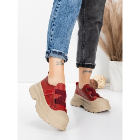 Pantofi Sport Dama din piele naturala 6806 RED | ADVANCER