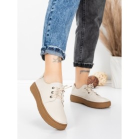 Pantofi Casual Dama din piele naturala 663 CREAM | ADVANCER