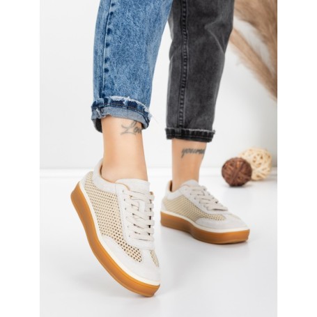 Pantofi Sport Dama din piele naturala 2501-1 CREAM | ADVANCER