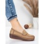 Pantofi Casual Dama din piele naturala 2557 APRICOT | FORMATIONE