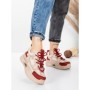 Pantofi Sport Dama din piele naturala 2576 CREAM-RED | ADVANCER