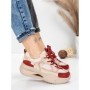 Pantofi Sport Dama din piele naturala 2576 CREAM-RED | ADVANCER