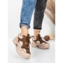 Pantofi Sport Dama din piele naturala 2576 CREAM-COFFEE | ADVANCER