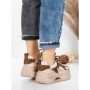 Pantofi Sport Dama din piele naturala 2576 CREAM-COFFEE | ADVANCER