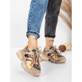 Pantofi Sport Dama din piele naturala HY5782 GREY-GREEN | FRANCO GERARDO