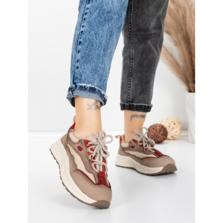 Pantofi Sport Dama din piele naturala 773 RED | FRANCO GERARDO