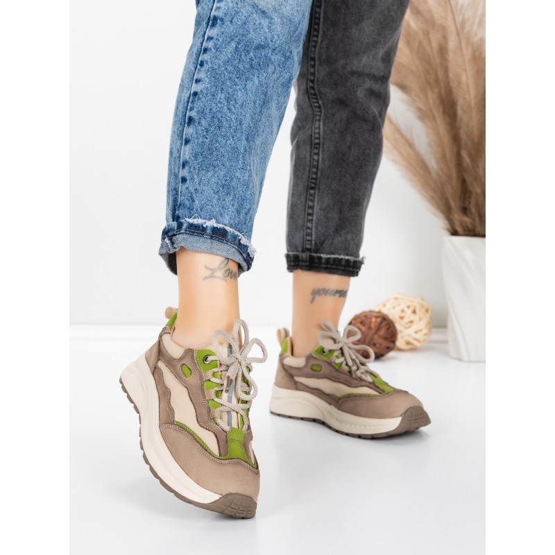 Pantofi Sport Dama din piele naturala 773 LIGHT GREEN | FRANCO GERARDO