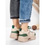 Pantofi Sport Dama din piele naturala 2576 CREAM-GREEN | ADVANCER