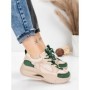 Pantofi Sport Dama din piele naturala 2576 CREAM-GREEN | ADVANCER