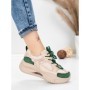 Pantofi Sport Dama din piele naturala 2576 CREAM-GREEN | ADVANCER