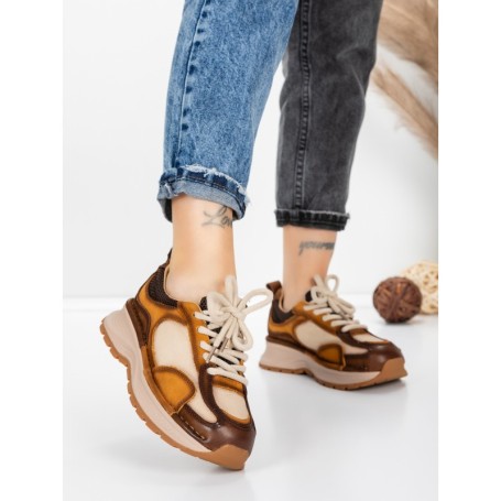 Pantofi Sport Dama din piele naturala 10018 YELLOW | FRANCO GERARDO