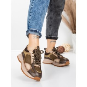 Pantofi Sport Dama din piele naturala 10018 KHAKI | FRANCO GERARDO