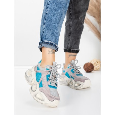 Pantofi Sport Dama din piele naturala HY8985 BLUE-GREY | FRANCO GERARDO