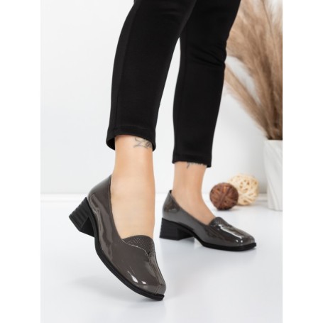 Pantofi cu toc din piele naturala 1355-10 GREY | ADVANCER