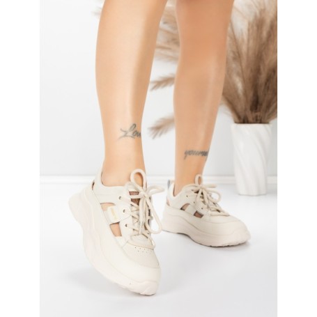 Pantofi Sport Dama din piele naturala 70136X CREAM | ADVANCER