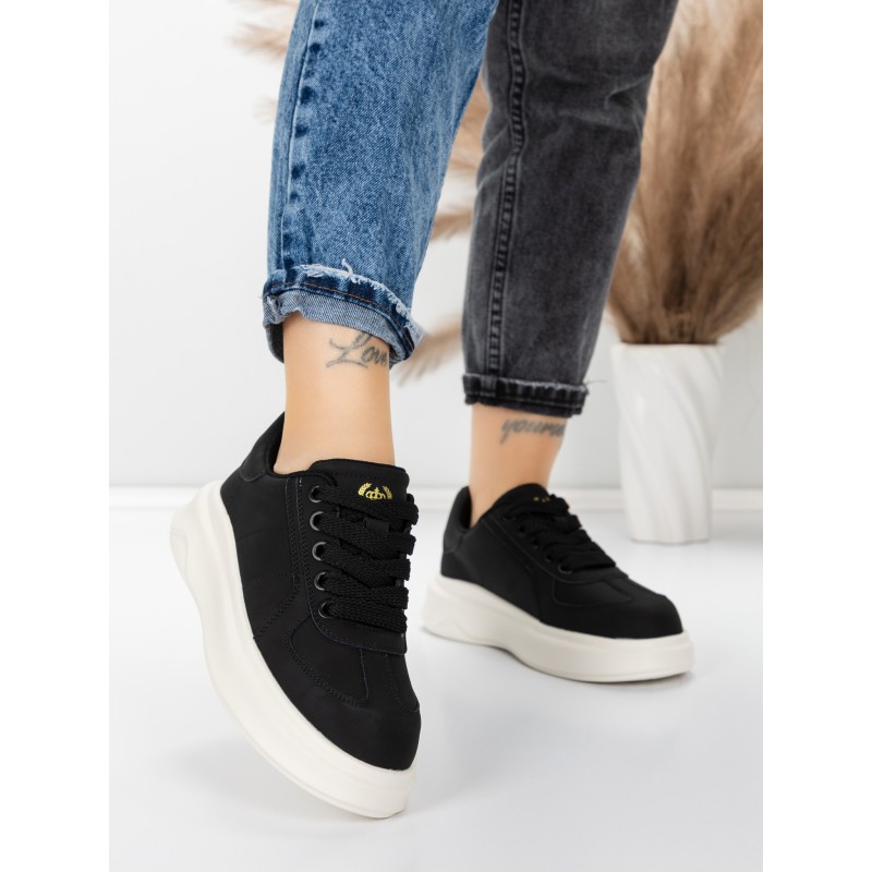 Pantofi Sport Dama din piele naturala FP26309 BLACK-WHITE | ADVANCER