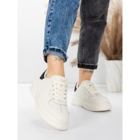 Pantofi Sport Dama din piele naturala FP26309 WHITE-BLACK | ADVANCER