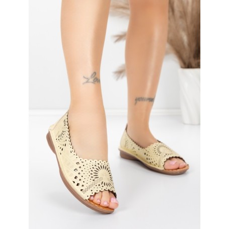 Balerini Dama din piele naturala 355-2 YELLOW | ADVANCER