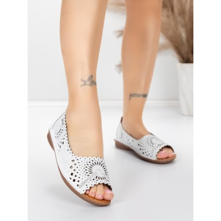 Balerini Dama din piele naturala 355-2 WHITE | ADVANCER